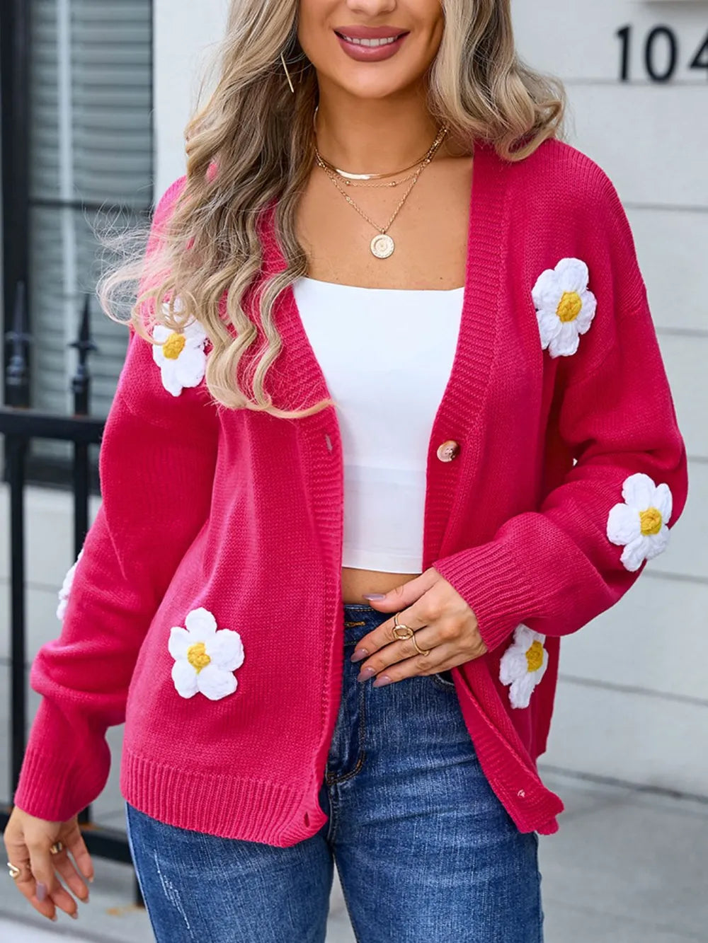 Angel Wings Crochet Flower Button Up Cardigan - Korvel