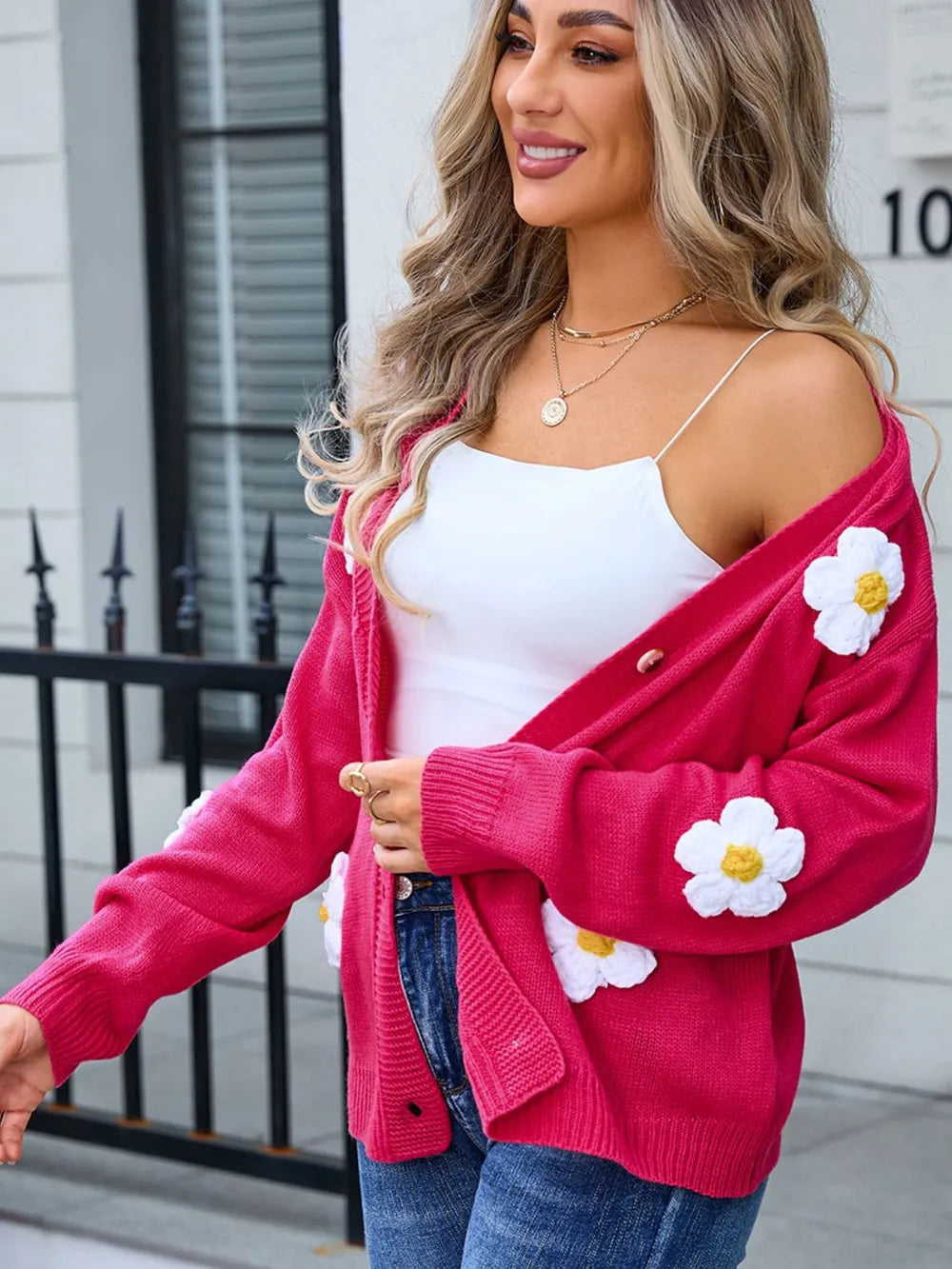 Angel Wings Crochet Flower Button Up Cardigan - Korvel