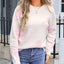 Angel Wings Flower Round Neck Dropped Shoulder Sweater - Korvel