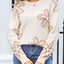 Angel Wings Flower Round Neck Dropped Shoulder Sweater - Korvel