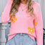Angel Wings Flower Round Neck Sweater