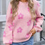 Angel Wings Flower Round Neck Dropped Shoulder Sweater - Korvel