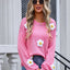 Angel Wings Flower Round Neck Long Sleeve Sweater