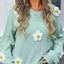 Angel Wings Flower Round Neck Long Sleeve Sweater