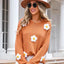 Angel Wings Flower Round Neck Long Sleeve Sweater