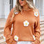 Angel Wings Flower Round Neck Long Sleeve Sweater