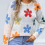 Angel Wings Flower Round Neck Long Sleeve Sweater - Korvel