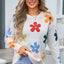 Angel Wings Flower Round Neck Long Sleeve Sweater - Korvel