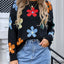 Angel Wings Flower Round Neck Long Sleeve Sweater - Korvel