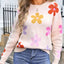 Angel Wings Flower Round Neck Long Sleeve Sweater - Korvel