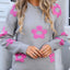 Angel Wings Flower Round Neck Long Sleeve Sweater - Korvel