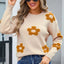 Angel Wings Flower Round Neck Long Sleeve Sweater - Korvel