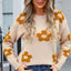 Angel Wings Flower Round Neck Long Sleeve Sweater - Korvel