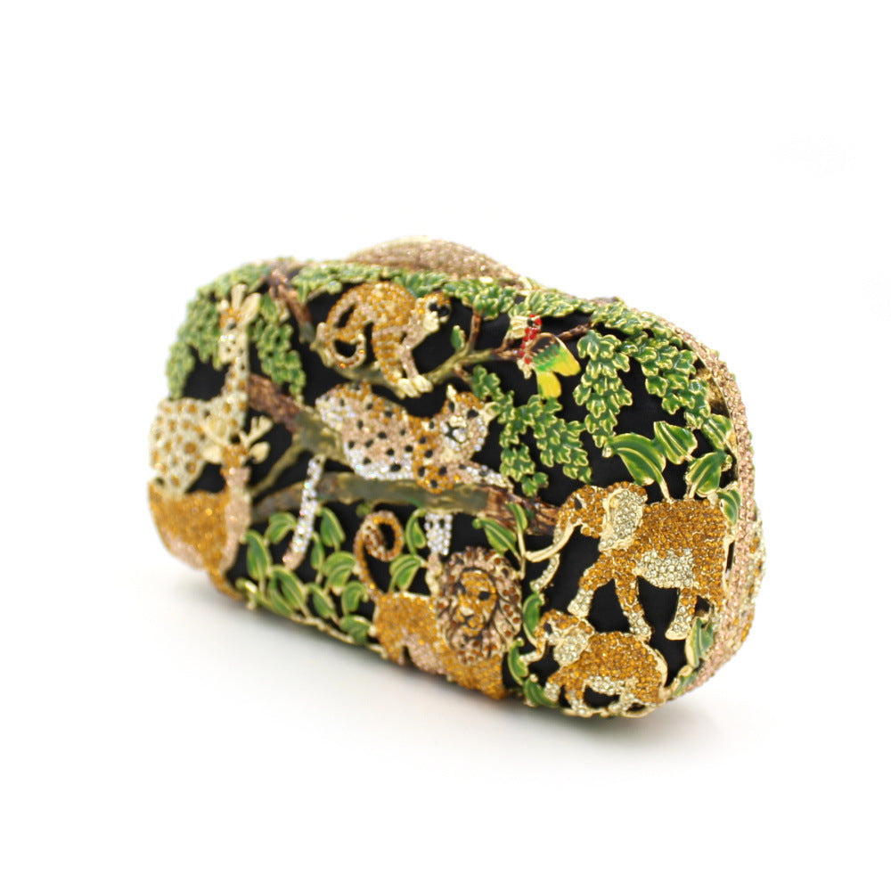 Sac à main élégant incrusté de cristal - Design forêt animale