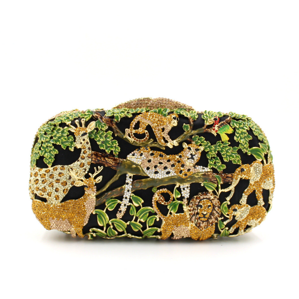 Sac à main élégant incrusté de cristal - Design forêt animale