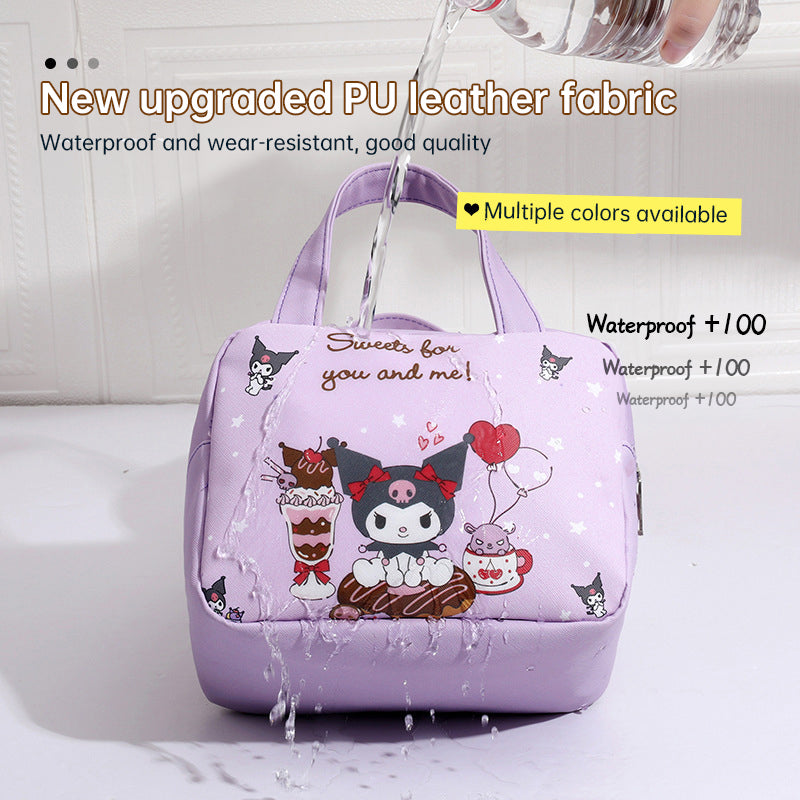 Anime MINISO Ins Thermal Insulation Children Portable Bag Cute Kuromi Storage Lunch Bag Gifts for Girls - Korvel