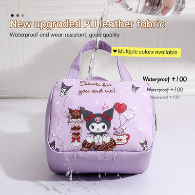 Anime MINISO Ins Thermal Insulation Children Portable Bag Cute Kuromi Storage Lunch Bag Gifts for Girls - Korvel