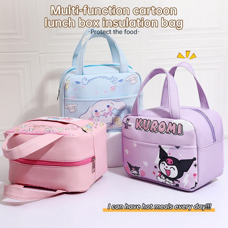 Anime MINISO Ins Thermal Insulation Children Portable Bag Cute Kuromi Storage Lunch Bag Gifts for Girls - Korvel