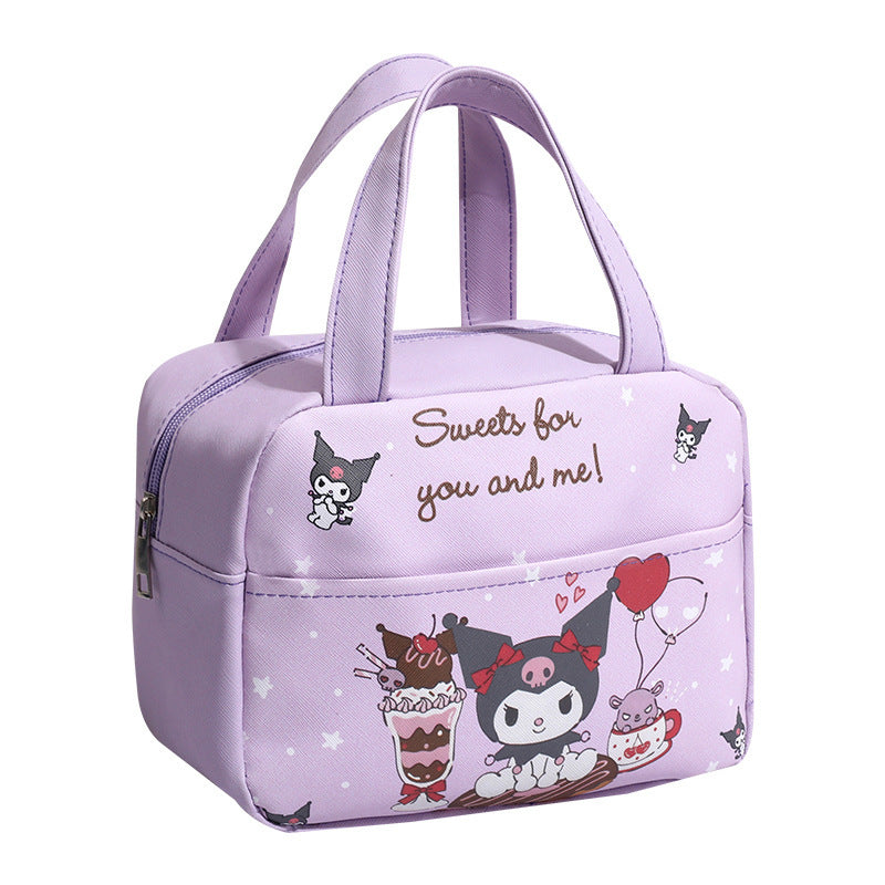 Anime MINISO Ins Thermal Insulation Children Portable Bag Cute Kuromi Storage Lunch Bag Gifts for Girls - Korvel