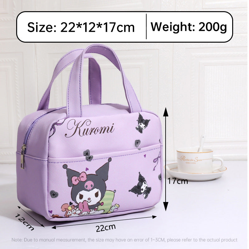 Anime MINISO Ins Thermal Insulation Children Portable Bag Cute Kuromi Storage Lunch Bag Gifts for Girls - Korvel