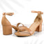 Ankis Nude Silver Black Heels - Women's Open Toe Ankle Strap Sandals