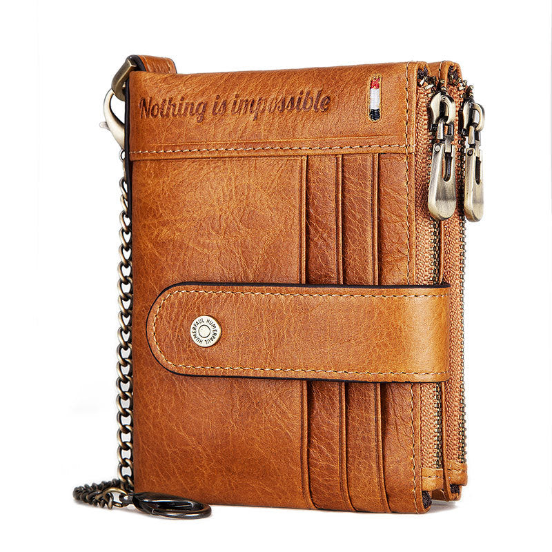 Premium Anti-Theft Double Zipper Leather Wallet