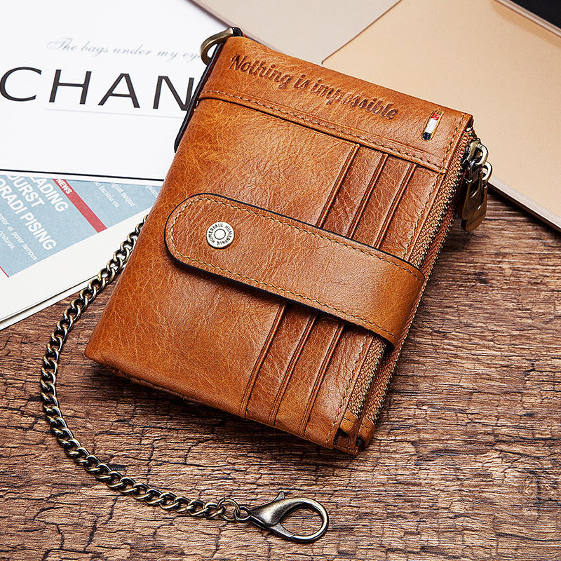 Premium Anti-Theft Double Zipper Leather Wallet