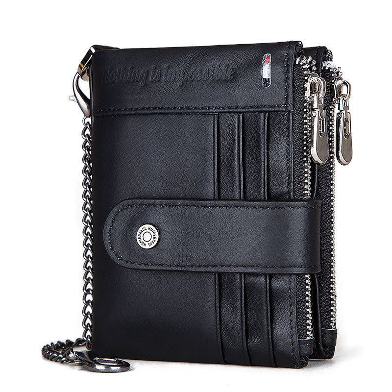 Premium Anti-Theft Double Zipper Leather Wallet