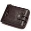 Anti-Theft Brush Men's Leather Wallet Top Layer Cowhide Short Coin Purse Zipper Retro Leather Men Bag - Korvel
