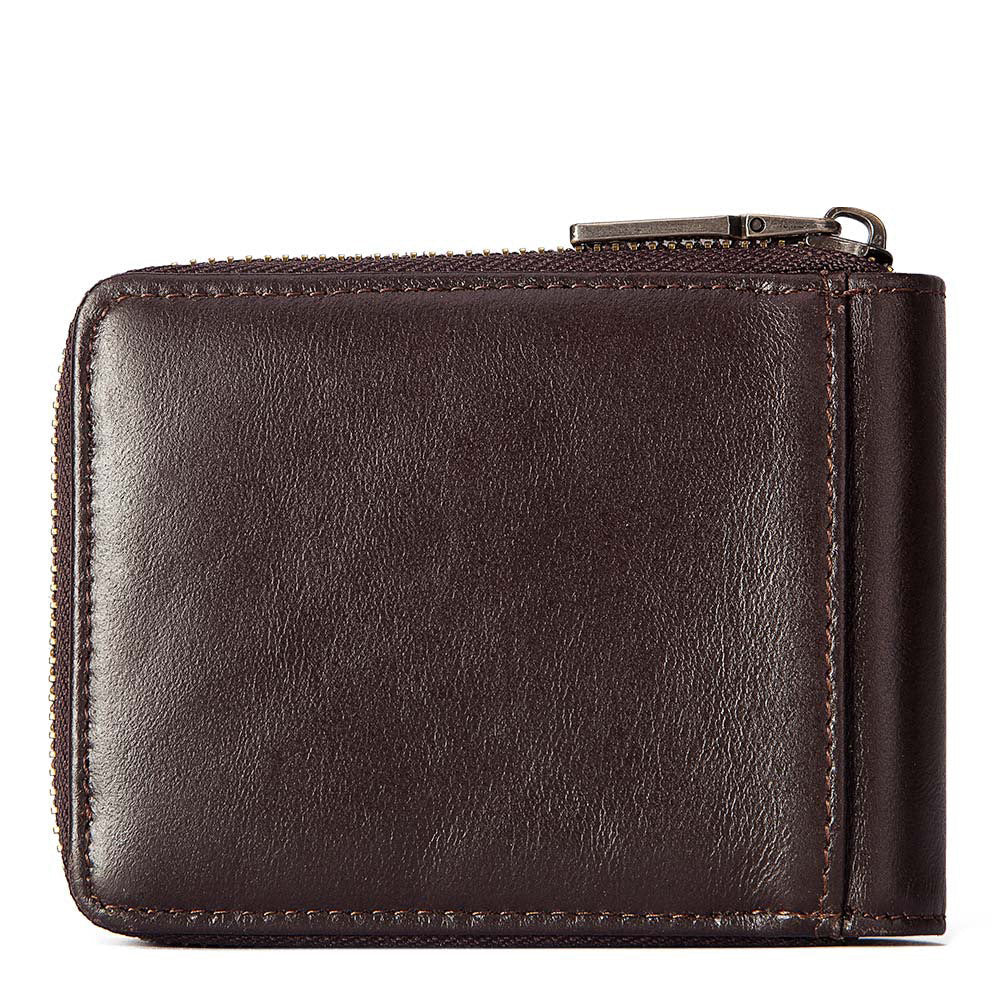 Anti-Theft Brush Men's Leather Wallet Top Layer Cowhide Short Coin Purse Zipper Retro Leather Men Bag - Korvel