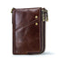 Anti-Theft Brush RFID Genuine Leather Men's Wallet Multifunctional Double Zipper Vertical Wallet Fashion Casual Coin Purse - Korvel