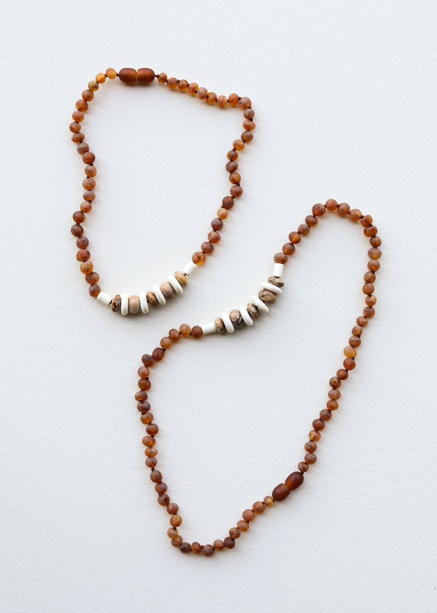 Collar de Ámbar Báltico Cognac Crudo y Jaspe Natural