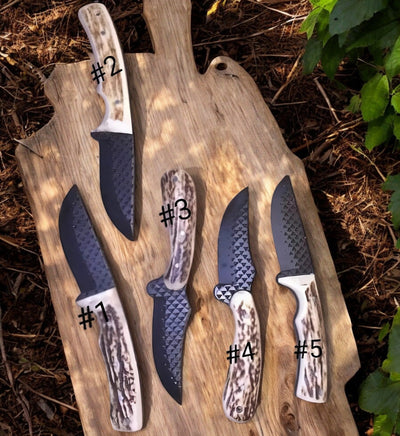 Rugged Ranch Cowboy Knife – Antler Handle & Durable Rasp Steel - Korvel