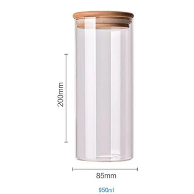 Contenants de stockage alimentaire en verre borosilicate recouverts de bambou