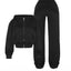 Ensemble de Sport Ins Letter : Sweat à Capuche Cropped avec Fermeture Éclair & Pantalons à Cordon