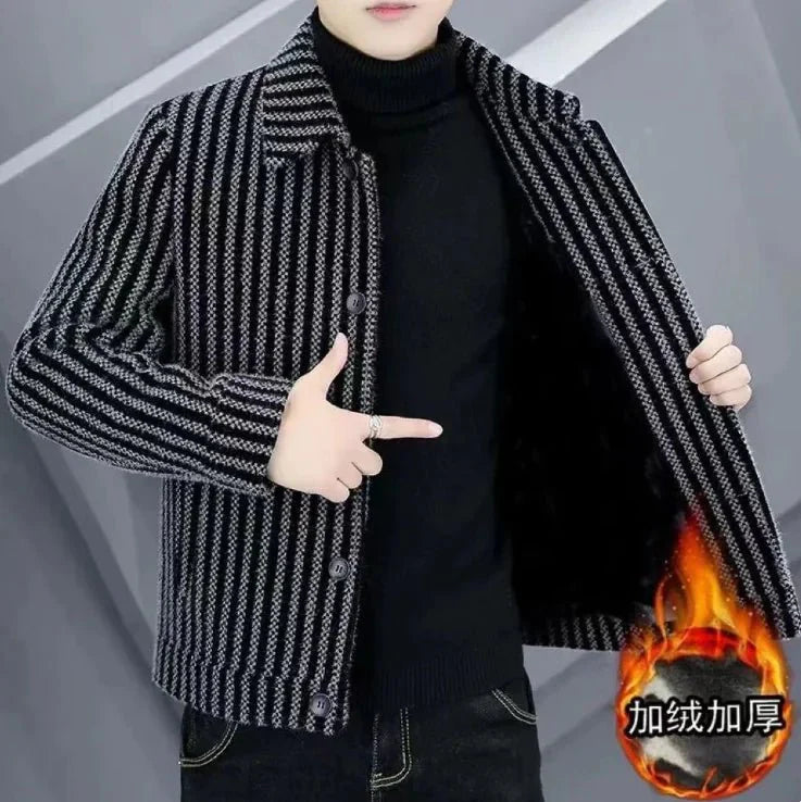 Manteau en laine à rayures arctiques pour hommes