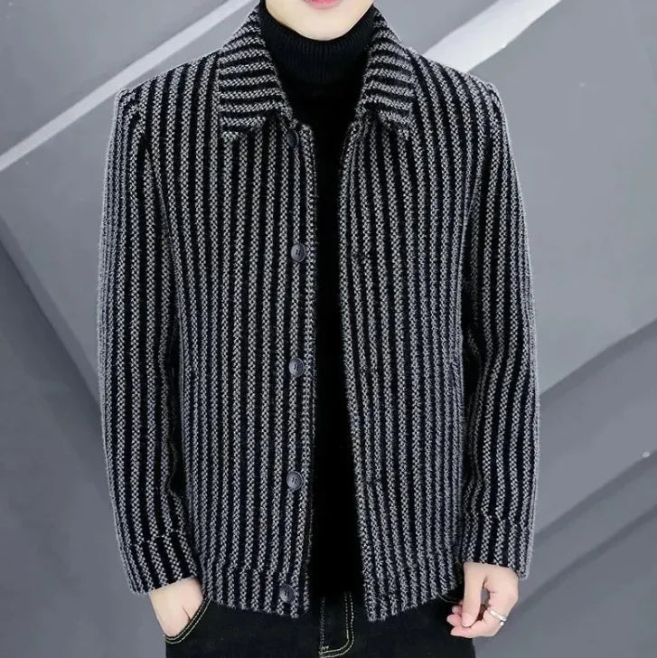 Manteau en laine à rayures arctiques pour hommes