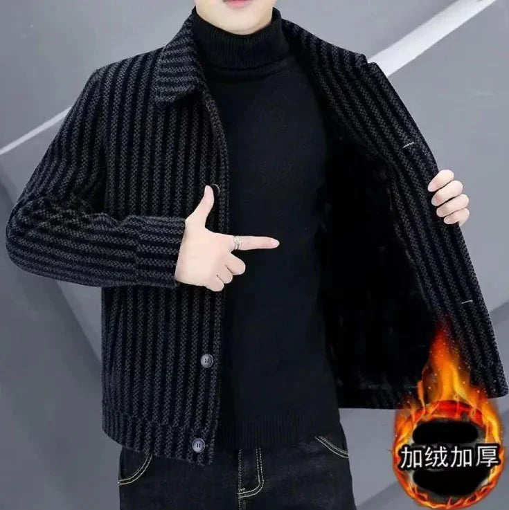 Manteau en laine à rayures arctiques pour hommes