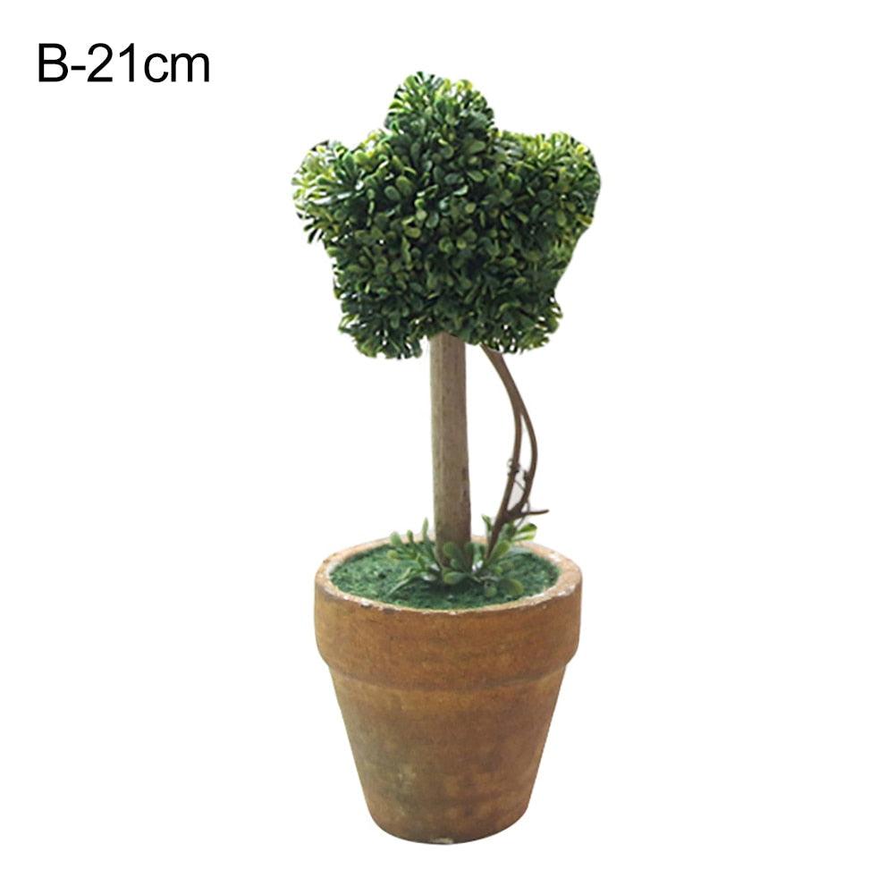 Arbre Bonsai Artificiel Élégant en Décor de Pot Rond