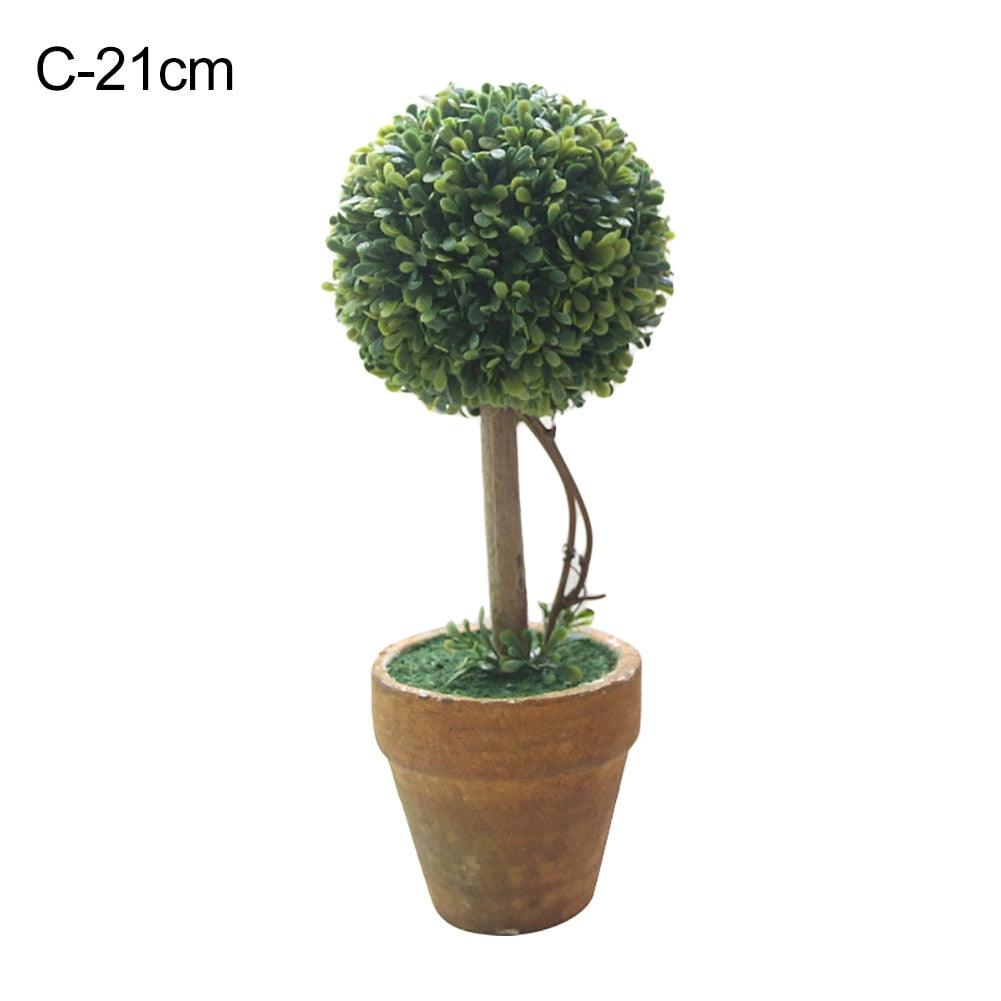 Arbre Bonsai Artificiel Élégant en Décor de Pot Rond