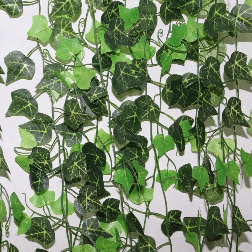 Guirnalda de Hojas de Hiedra Artificial - 2.4M Vides Colgantes para Decoración del Hogar