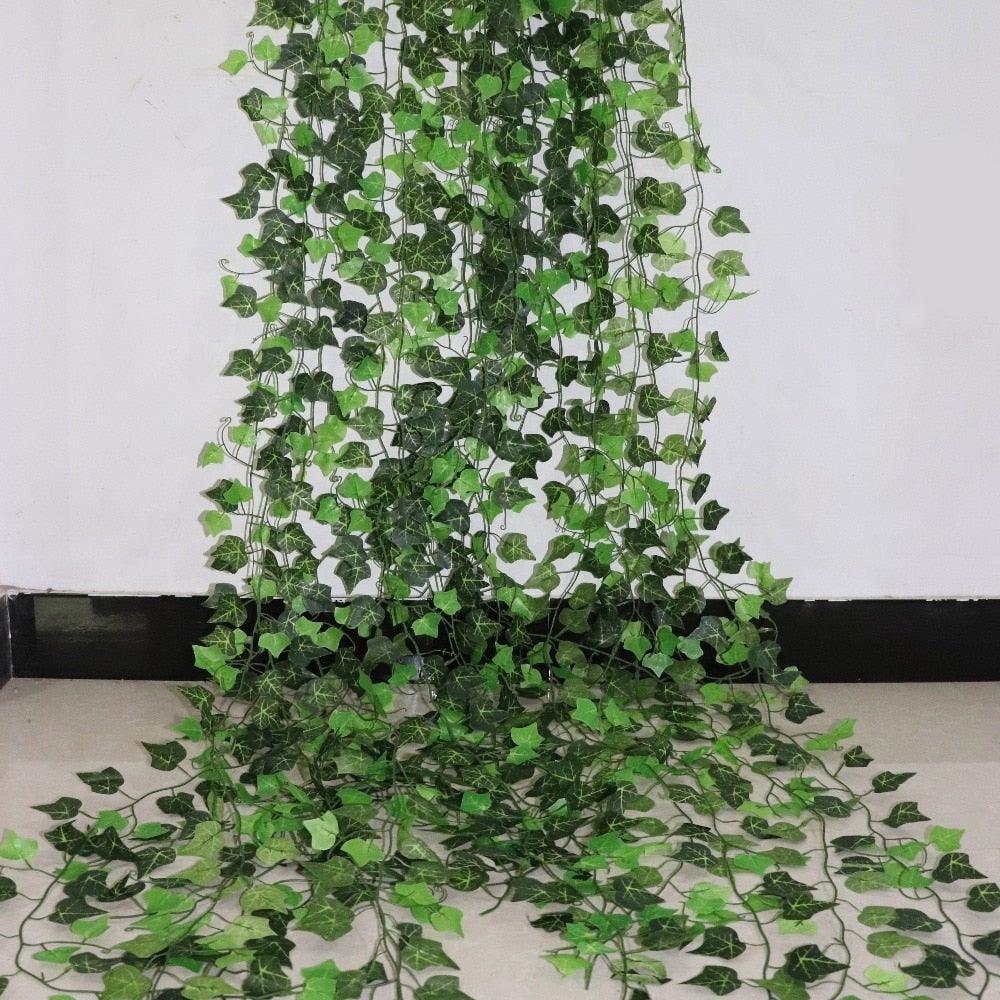 Guirnalda de Hojas de Hiedra Artificial - 2.4M Vides Colgantes para Decoración del Hogar