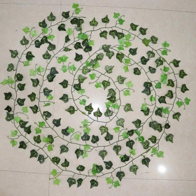 Guirnalda de Hojas de Hiedra Artificial - 2.4M Vides Colgantes para Decoración del Hogar