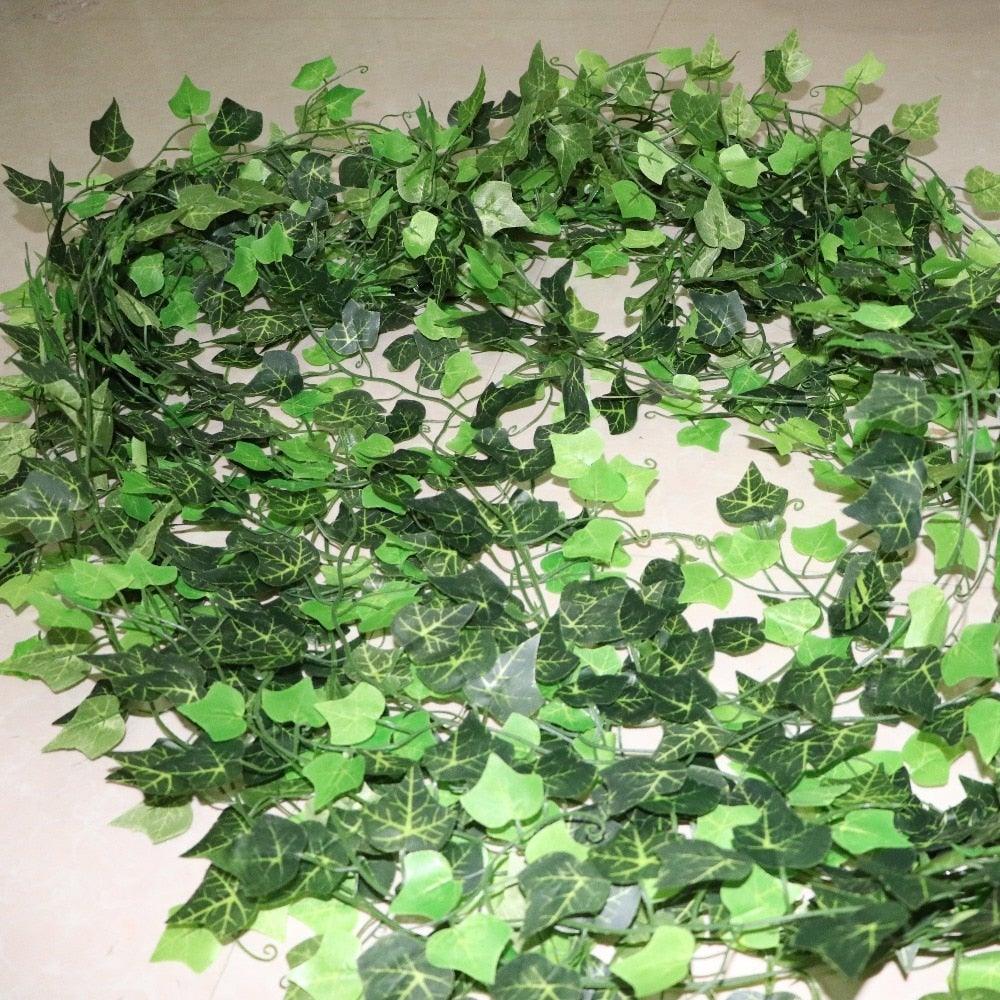 Guirnalda de Hojas de Hiedra Artificial - 2.4M Vides Colgantes para Decoración del Hogar