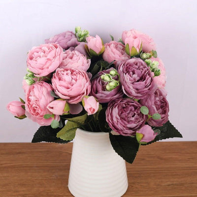 Vintage Silk Peony Bouquet - Rose Pink Artificial Flowers