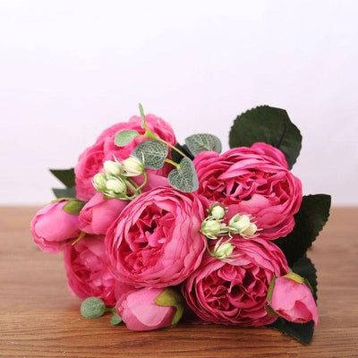 Vintage Silk Peony Bouquet - Rose Pink Artificial Flowers