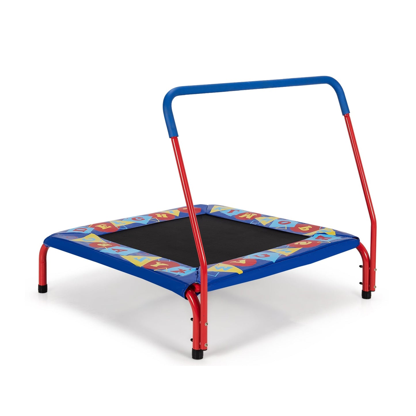 36 Inch Kids Indoor Outdoor Square Trampoline with Foamed Handrail - Blue