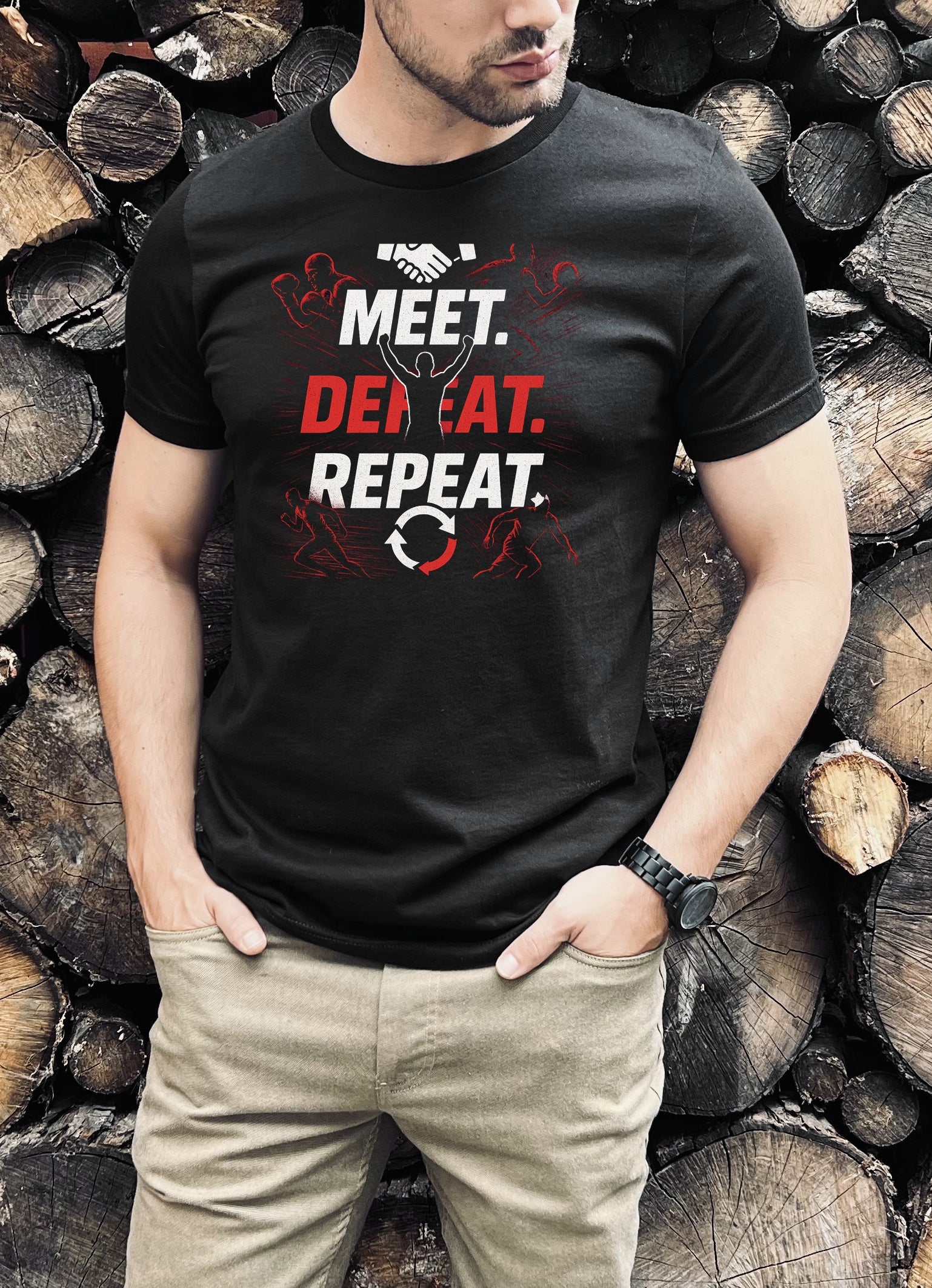 Meet. Defeat. Repeat 2 Color Tee - Korvel
