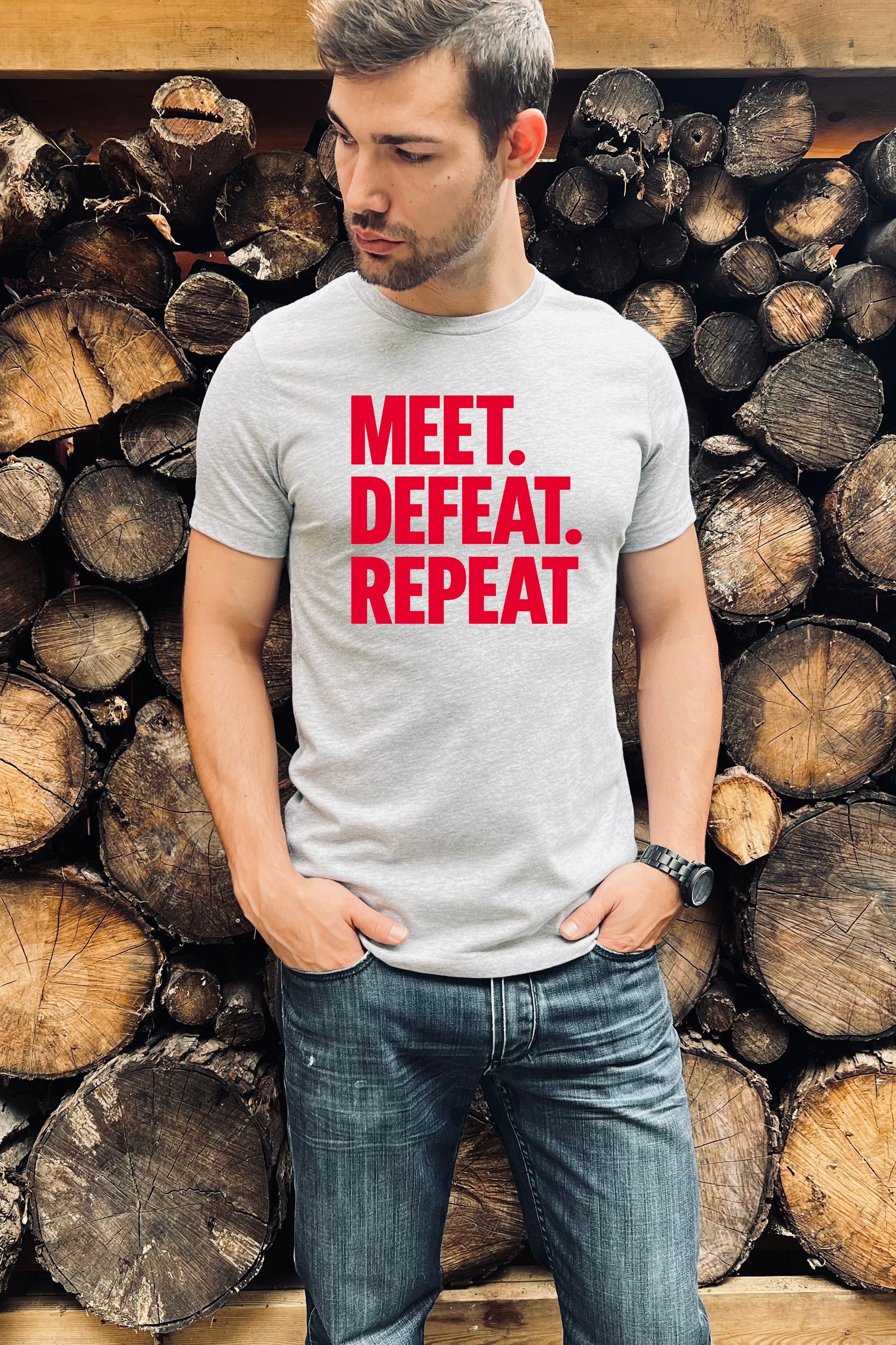 Meet. Defeat. Repeat Graphic Tee - Korvel
