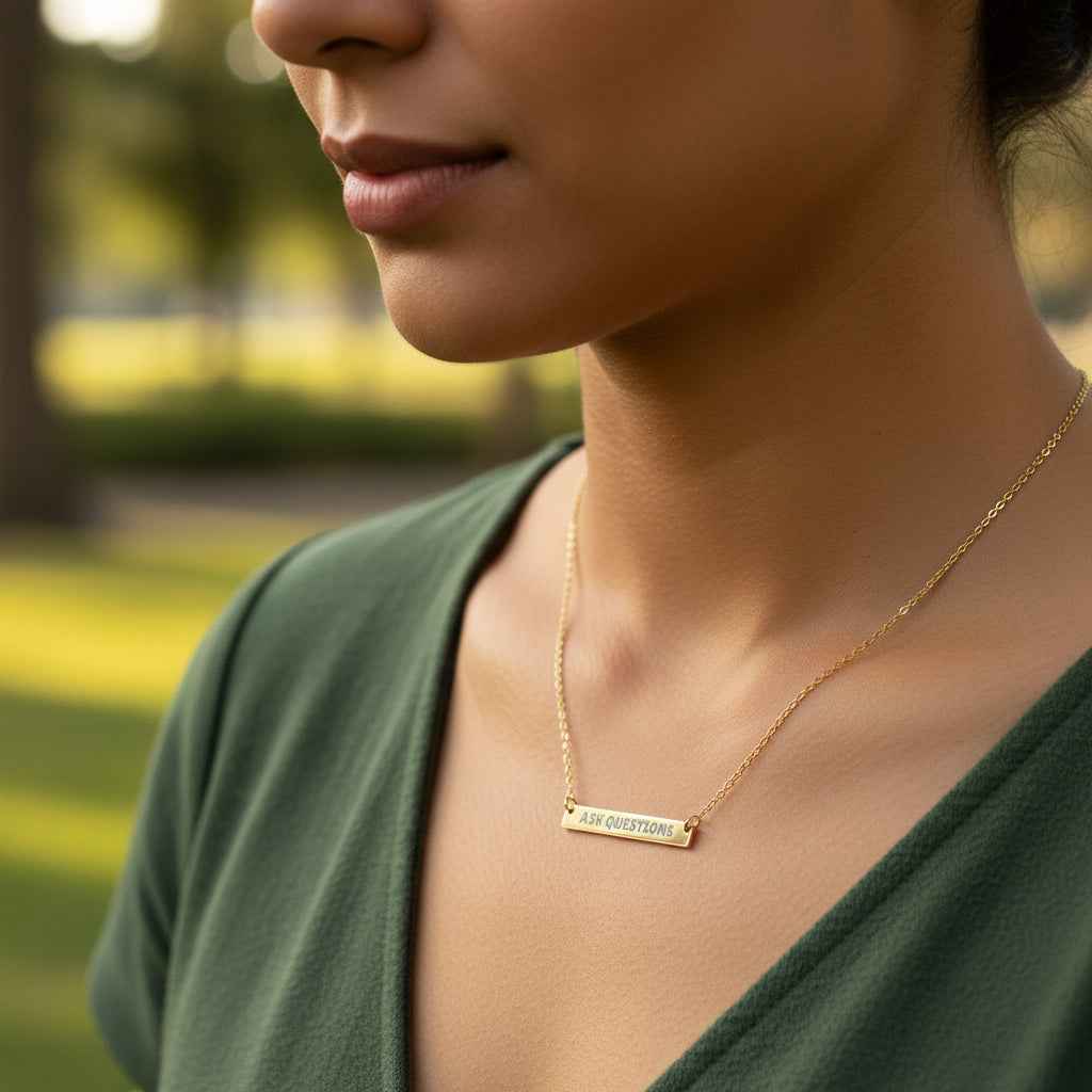 Ask Questions Bar Necklace – Minimalist Statement Jewelry